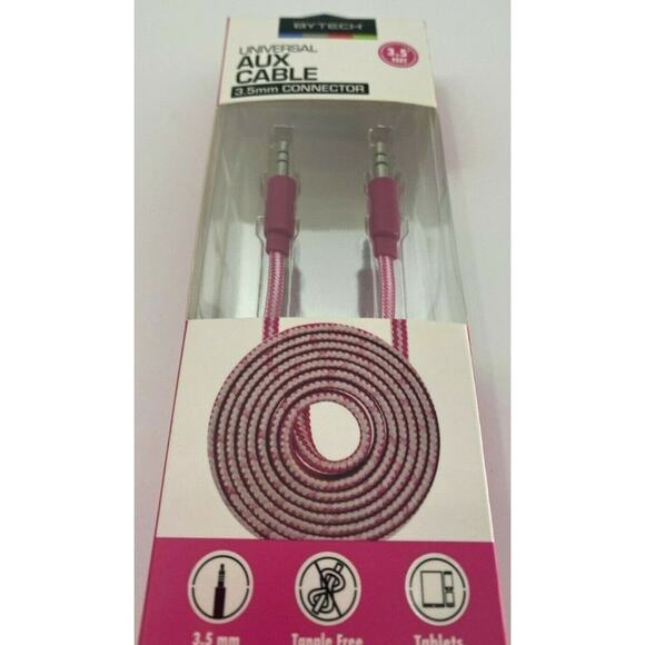 ByTech Universal Pink Aux Cable 3.5mm Connector 3.5 Feet NEW Music - Picture 5 of 8